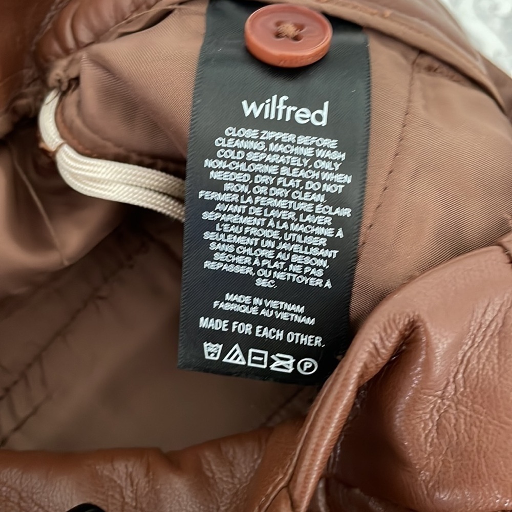 Wilfred x Aritzia brown vegan leather high rise pleated pants size 00 - Picture 10 of 11